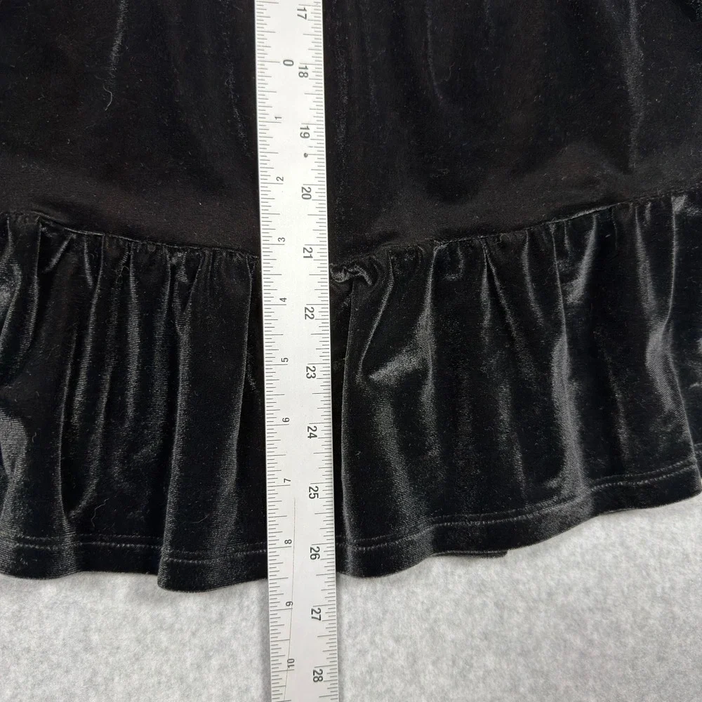 Gap Kids Girls Black Velvet Short Sleeve Ruffle Hem Dress Size M 8-9 Holiday